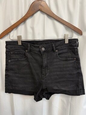 American Eagle Outfitters Black Denim Super High Rise Shortie